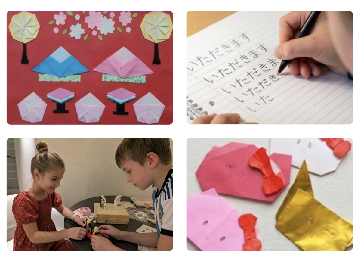 Origami, hiragana practice, and paper sumo